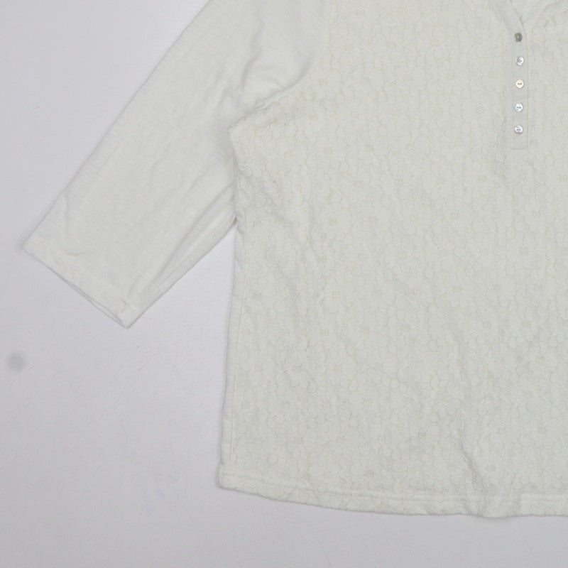 BM Casual Women’s Ivory Lace Henley Top Size 24 3/4 Sleeve
