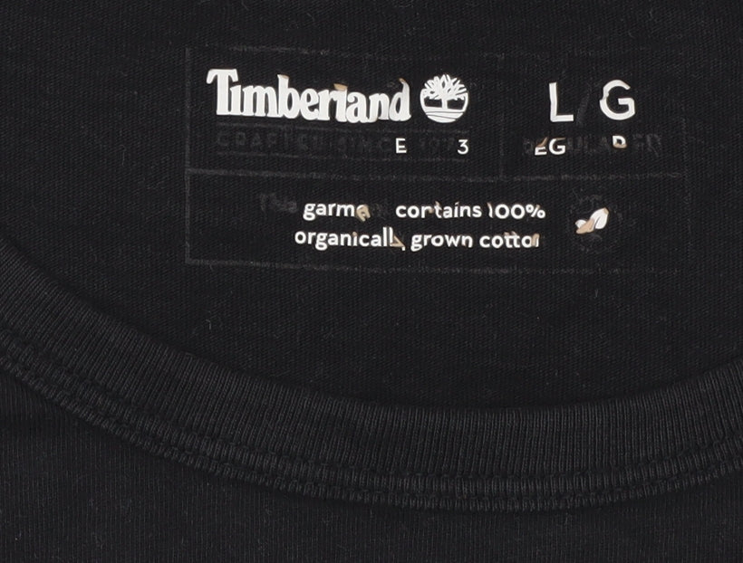 Timberland Men’s Black L Logo Graphic Print Crew Neck Cotton T-Shirt