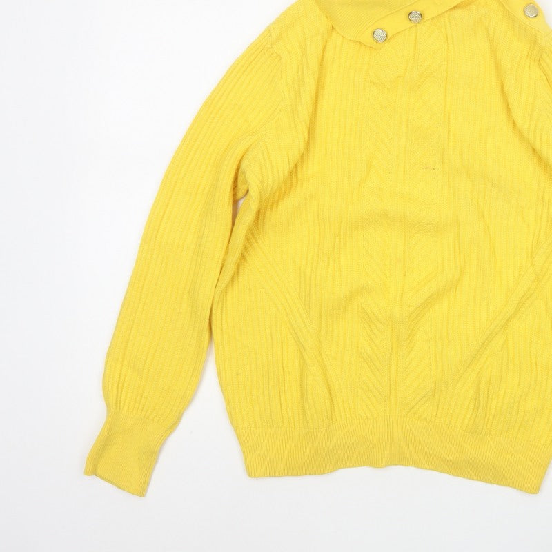 Marks and Spencer Women Yellow Cable Knit Cowl Neck Jumper UK 12