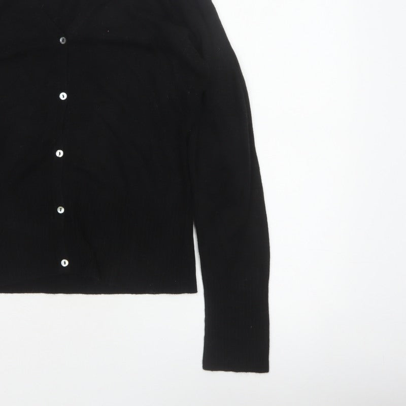 Debenhams Women Black Size 16 V-Neck Button Knit Cardigan