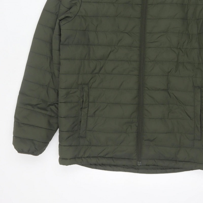 Peter Storm Men's Green M Hooded Quilted Puffer Jacket Full Zip