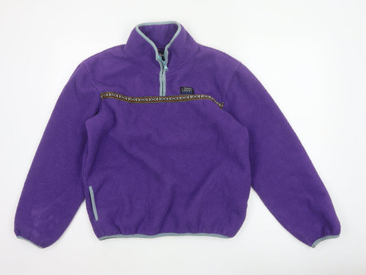 Stussy Womens Purple S 1/4 Zip Fleece Pullover Sweatshirt