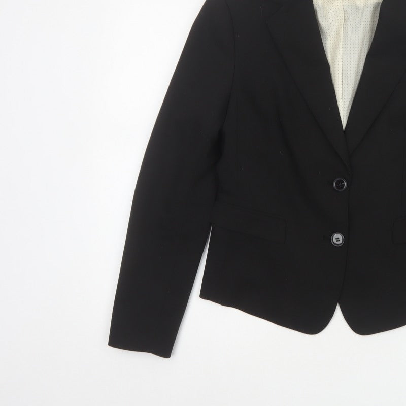 H&M Women’s Black UK 10 Tailored 2 Button Lined Blazer Jacket