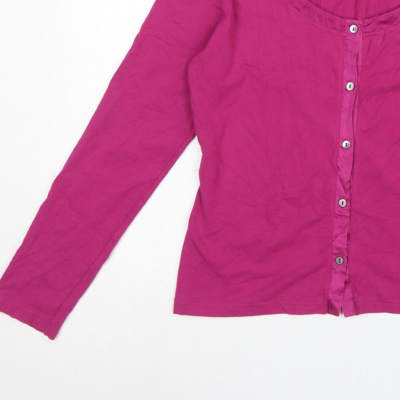 Charles Tyrwhitt Women’s Pink M Cotton Stretch Button-Up Scoop Neck Top