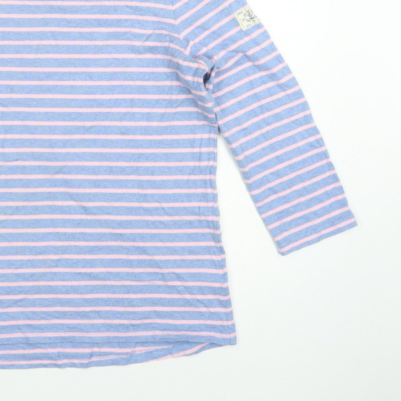 Joules Women Blue Pink Striped Boat Neck Long Sleeve Jersey Top UK 16