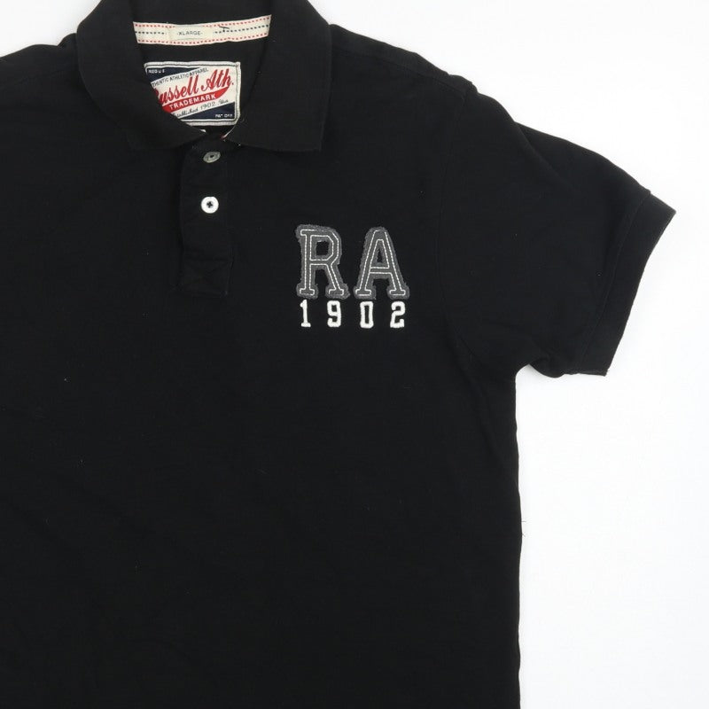 Additional view of Russell Athletic Men’s Black XL Cotton Embroidered Logo Polo Shirt