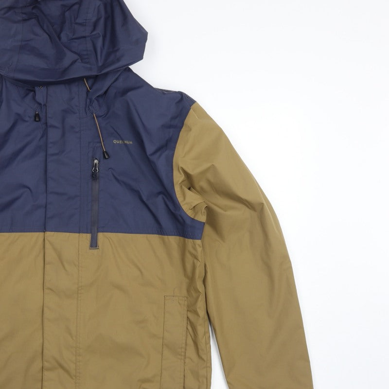 Quechua Men’s Navy Khaki S Hooded Waterproof Hiking Anorak Jacket