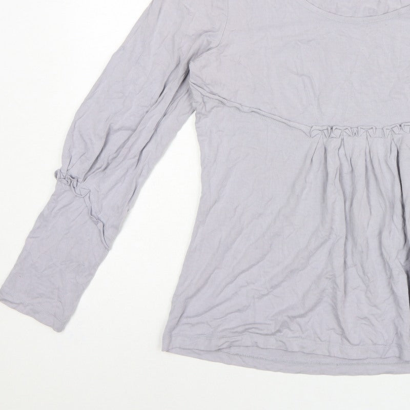 Lauren Vidal Women Grey XL Ruffle Tunic Blouse Long Sleeve Stretch