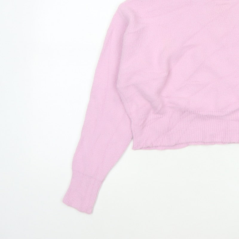 Bershka Women’s Pink UK 6 Mock Neck Knit Pullover Jumper