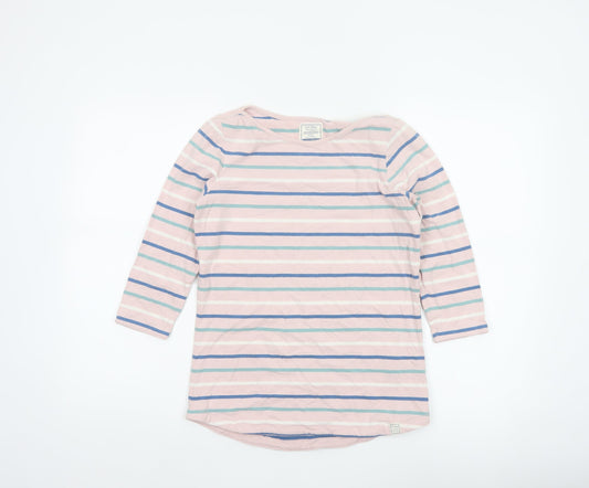 Fat Face Women Pink Striped UK 6 Classic Breton Long Sleeve T-Shirt
