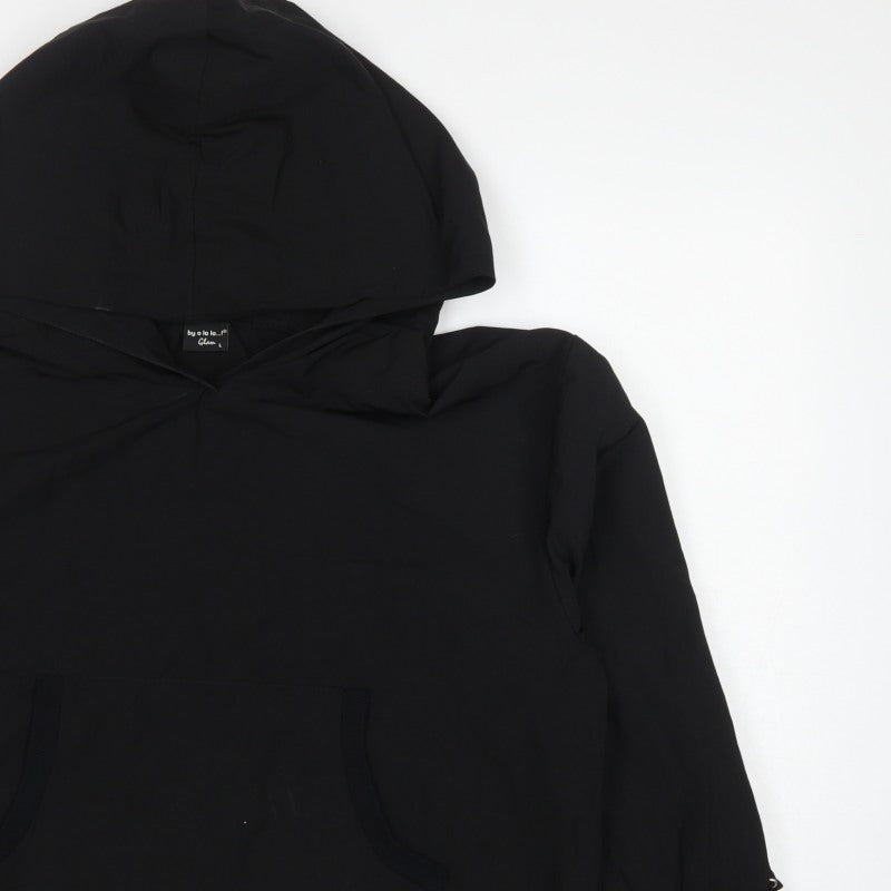 by o la la Glam Women’s Black L Hooded Anorak Jacket Kangaroo Pocket