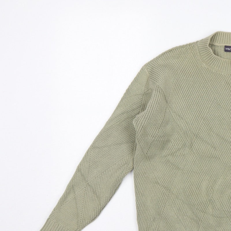 Marks and Spencer Women’s Green S Geometric Knit Crew Neck Jumper