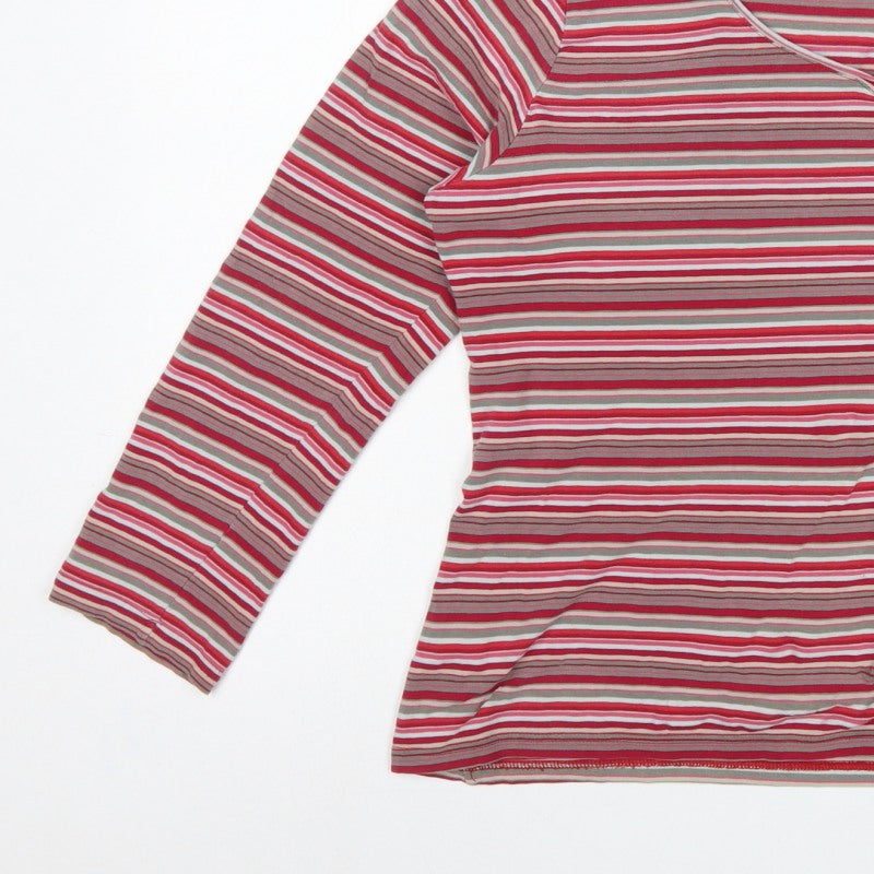 Seasalt Women’s Multicoloured Striped V-Neck Long Sleeve Jersey Top UK 18