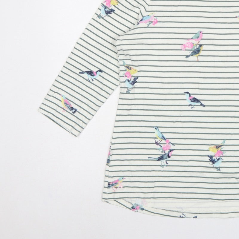 Joules Women’s Multicoloured Bird Stripe Cotton Long Sleeve T-Shirt UK 18