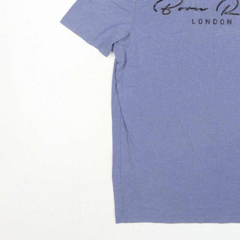 Born Rich Men’s Blue M London Logo Graphic Crew Neck T-Shirt