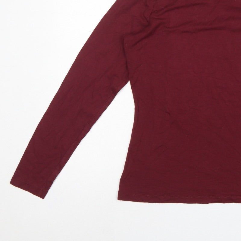 Lands' End Women's Red M Basic Roll Neck Long Sleeve Stretch Top