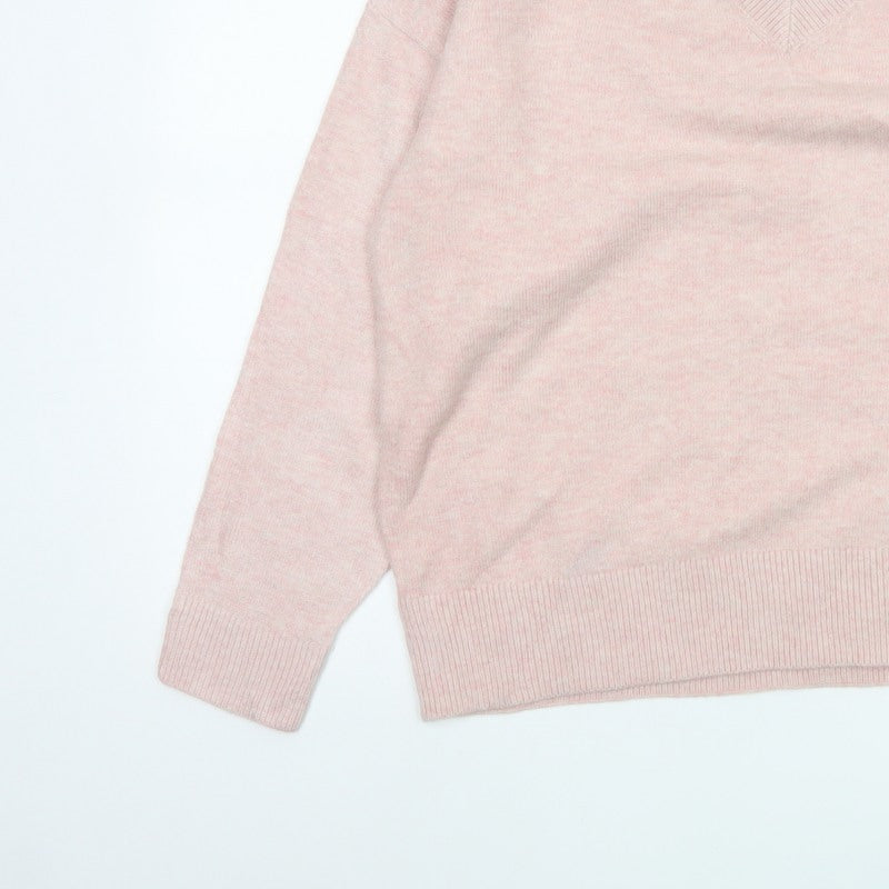 Marks and Spencer Women’s Pink L V-Neck Knit Pullover Jumper