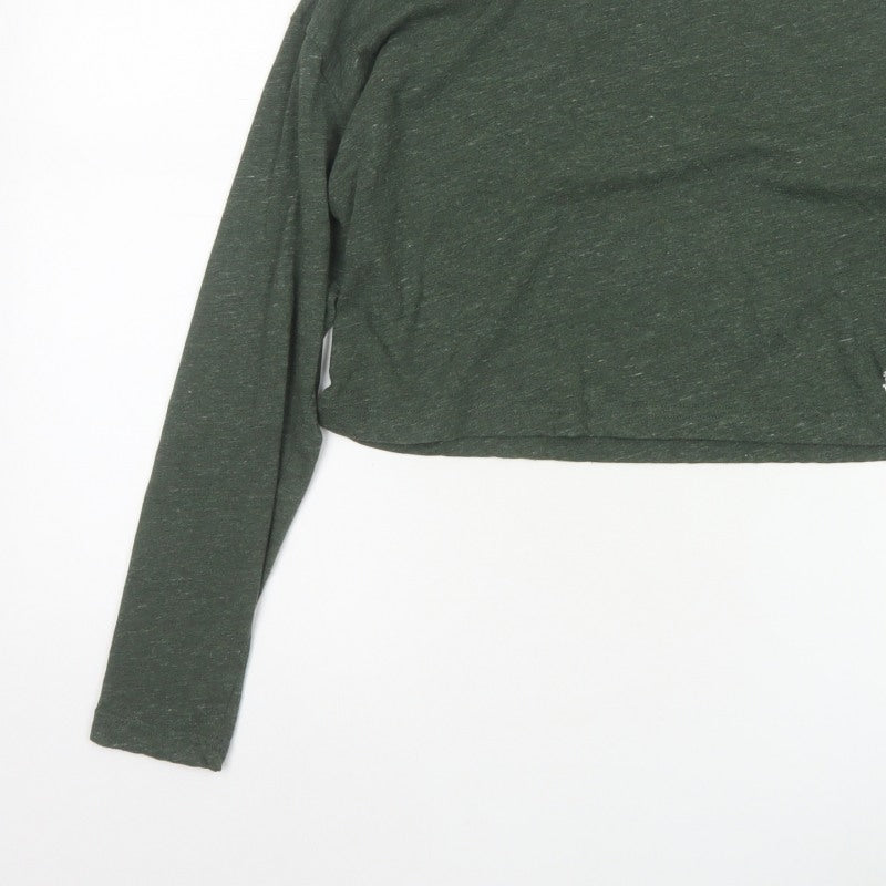 Jack Wills Women Green UK 10 Cropped Long Sleeve Jersey T-Shirt