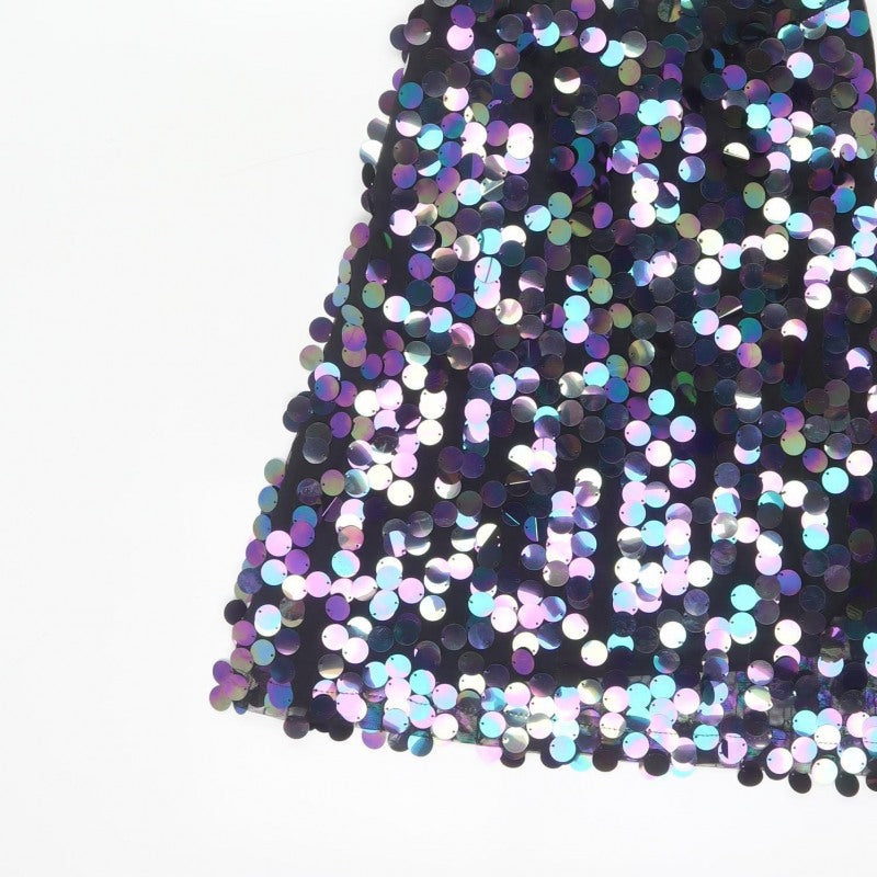 Motel Women Black S Sequin Mini Slip Party Cocktail Dress