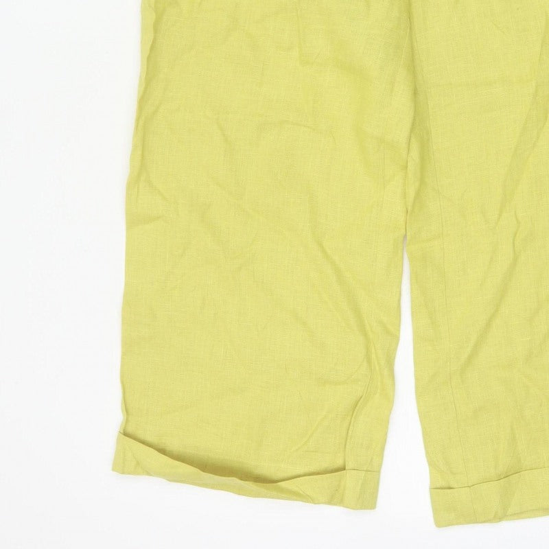 Minigalista Women Yellow 2XL Linen Cropped Straight Trousers