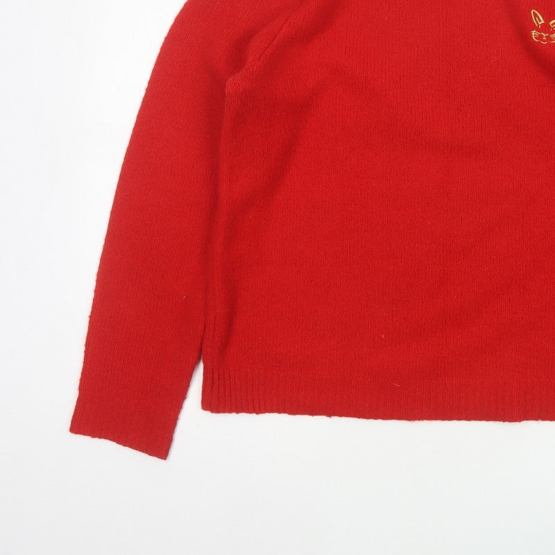 Cupcakes and Cashmere Women Red L Cat Embroidered Cashmere Jumper
