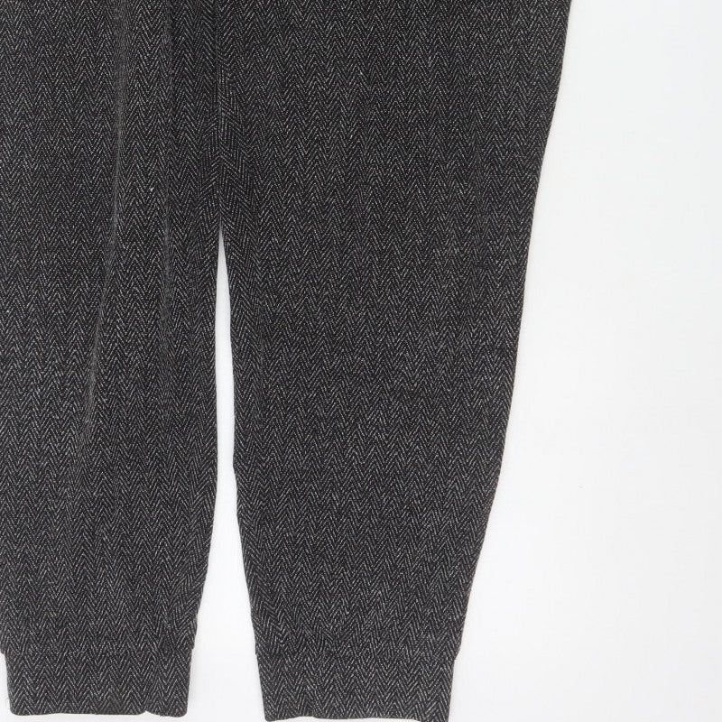 Next Women’s Grey Herringbone Drawstring Tapered Jogger Trousers UK 20R