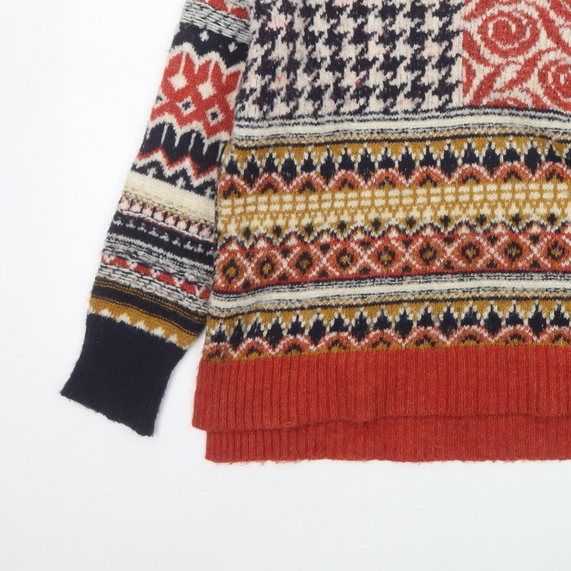 Desigual Women Multicoloured S Fair Isle Knit Crew Neck Pullover Jumper