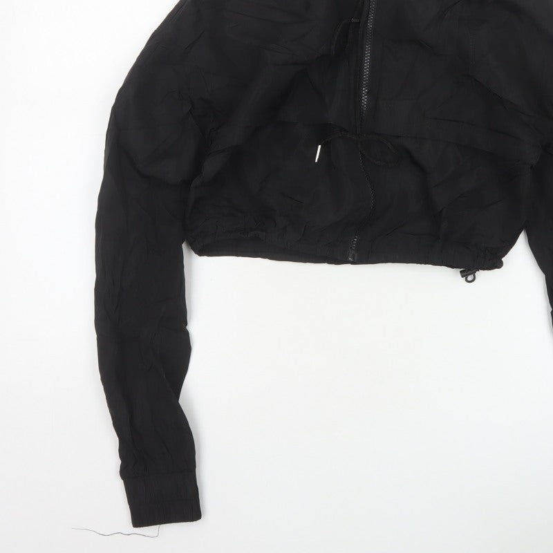 PrettyLittleThing Women’s Black UK 6 Cropped Hooded Windbreaker Jacket