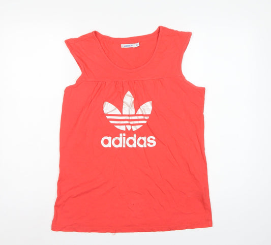 Adidas Women’s Red Size 16 Basic Logo Cap Sleeve T-Shirt Top