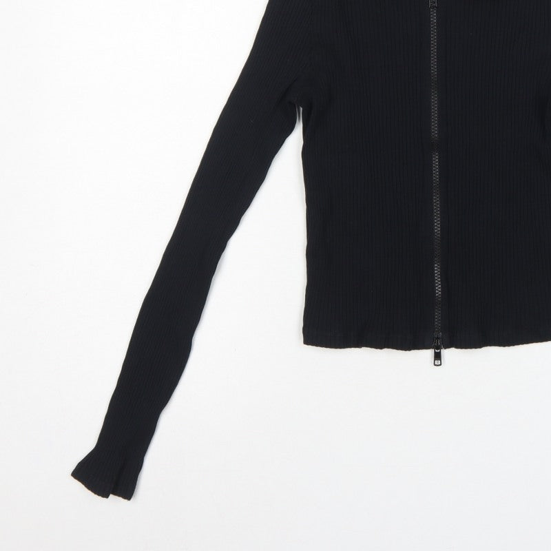 ASOS Design Women’s Black UK 10 Basic Ribbed Zip Front Knit Top