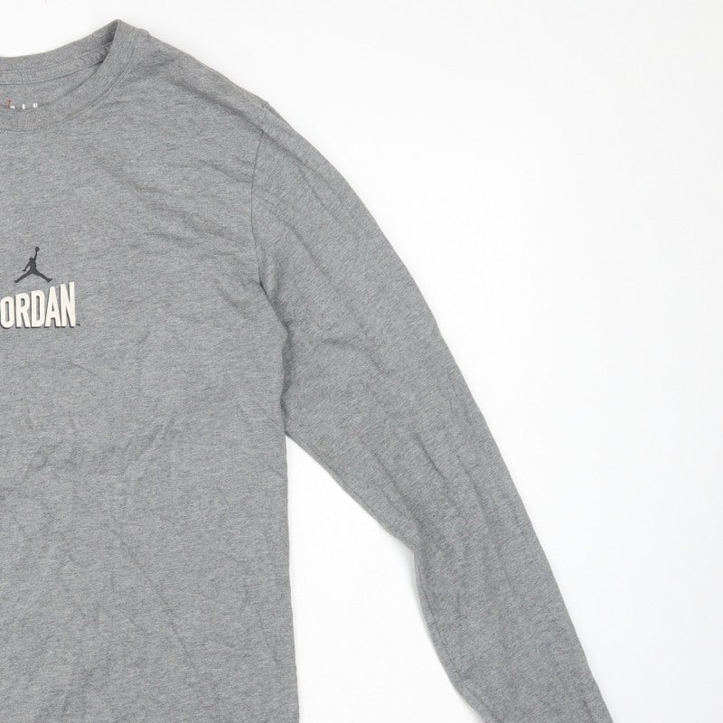Jordan Men's Grey S Long Sleeve Graphic Logo Sports T-Shirt