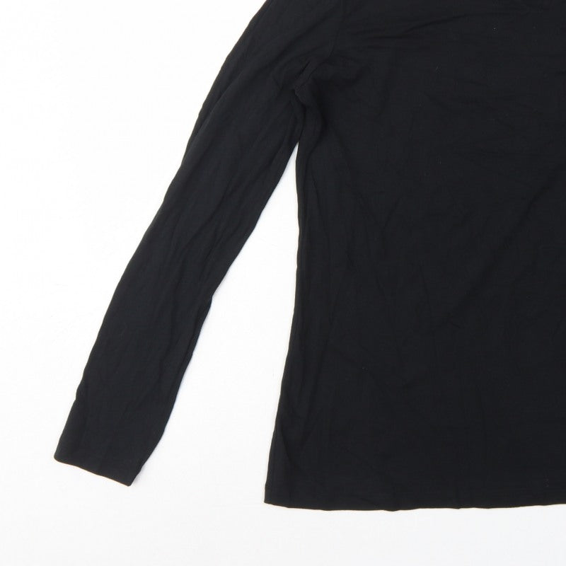 Jigsaw Women’s Black Size S Basic Long Sleeve Crew Neck Modal Cotton T-Shirt