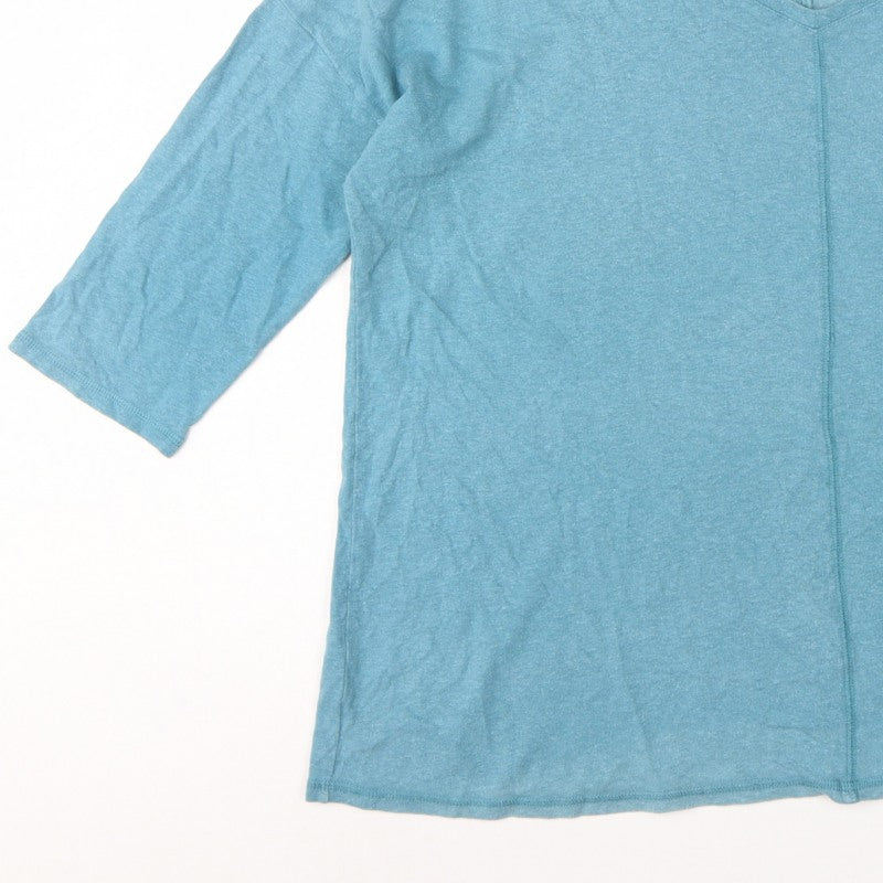 Seasalt Cornwall Women's Blue UK 14 Basic V-Neck Hemp Cotton Top