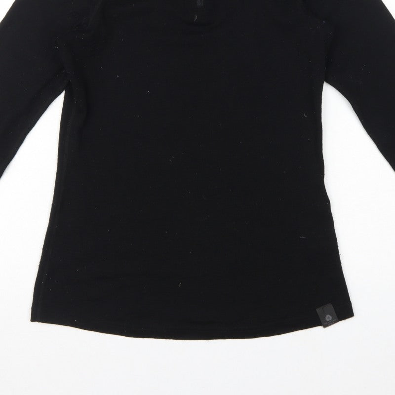 Mountain Warehouse Women Black UK 12 Merino 1/2 Zip Thermal Top