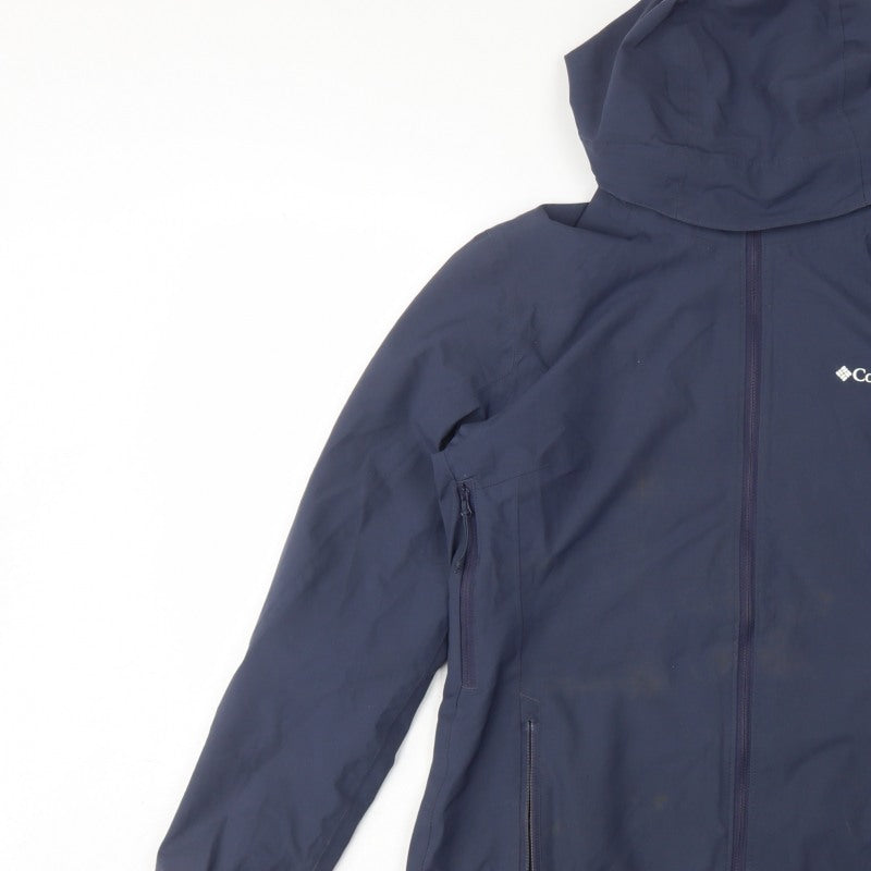Columbia Women Blue M Omni-Tech Hooded Waterproof Rain Jacket