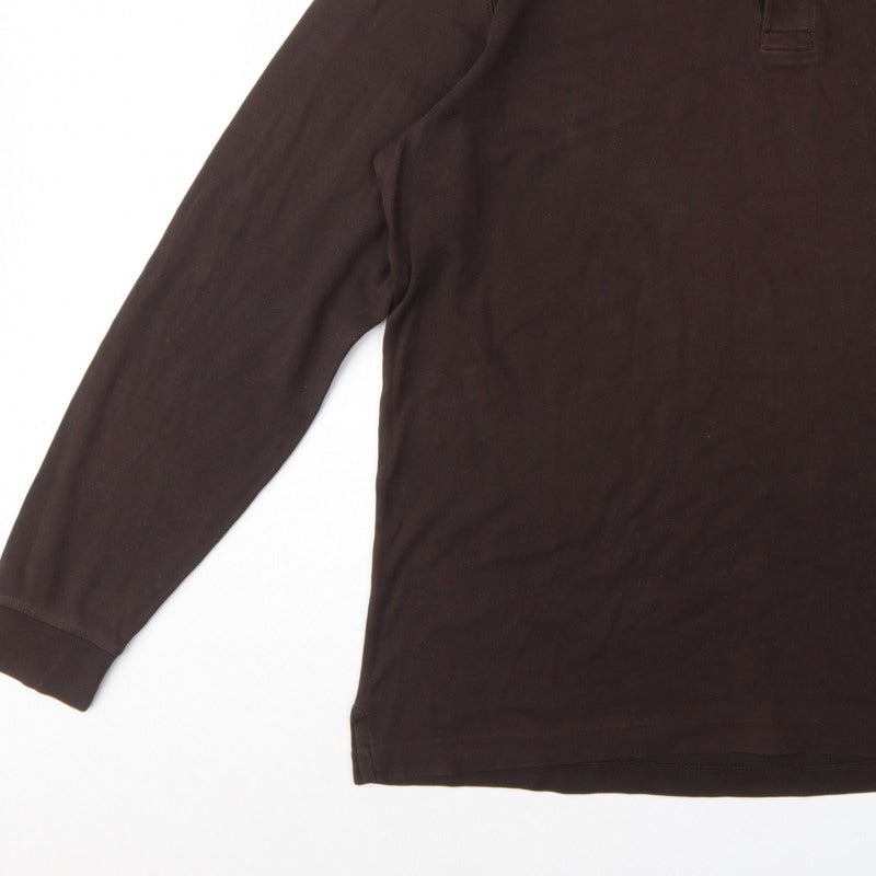 Lands' End Men's Brown XL Long Sleeve Pima Cotton Polo Shirt