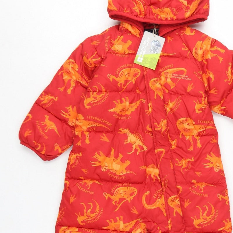 Mountain Warehouse Unisex Baby Red 18-24 Months Dinosaur Padded Snowsuit