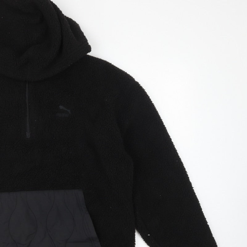 Puma Men’s Black M Sherpa Fleece 1/4 Zip Pullover Hoodie