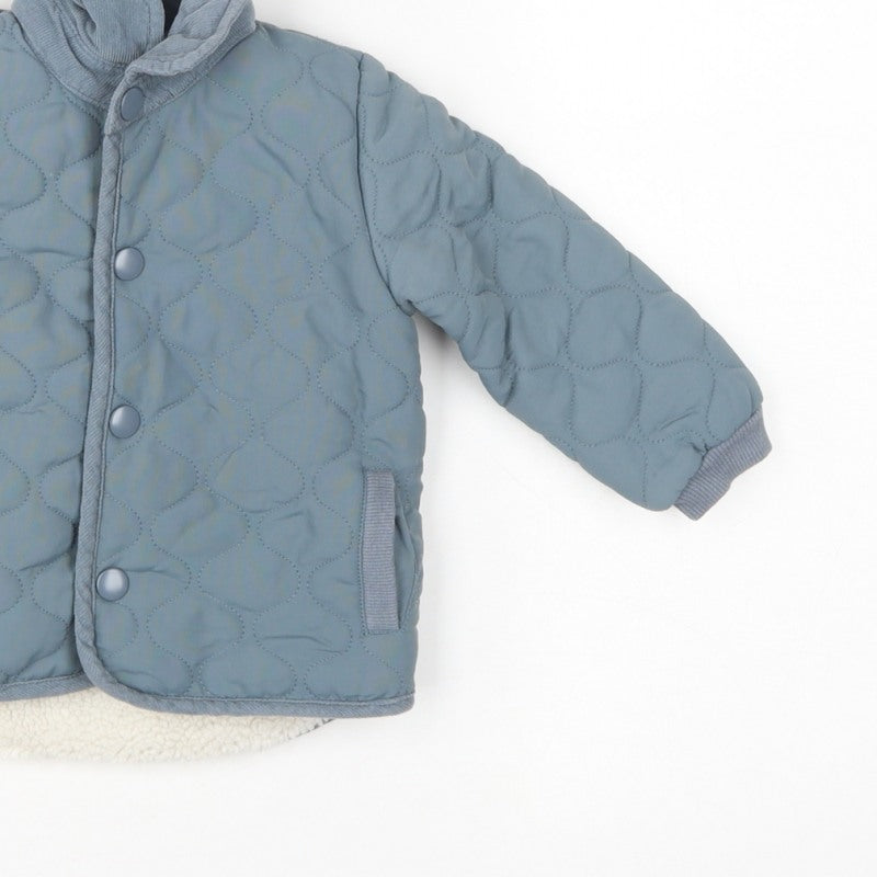 Mamas & Papas Unisex Baby Blue 9-12 Months Quilted Fleece Lined Jacket
