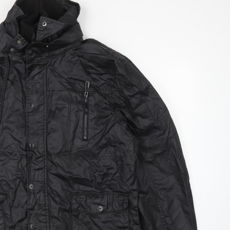 Burton London Men's Black XL Military Jacket Full Zip Multi Pocket