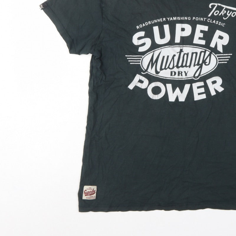 Superdry Men’s Black L Tokyo Super Mustang Graphic Crew Neck T-Shirt
