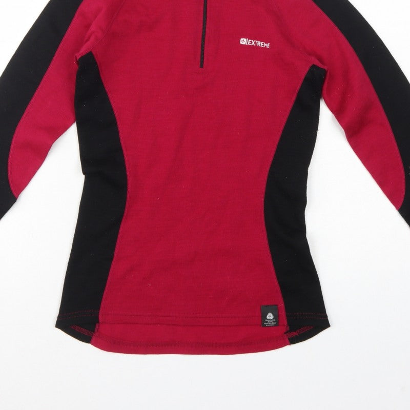 Extreme Womens Red Black Merino UK 8 Quarter Zip Outdoor Sweatshirt