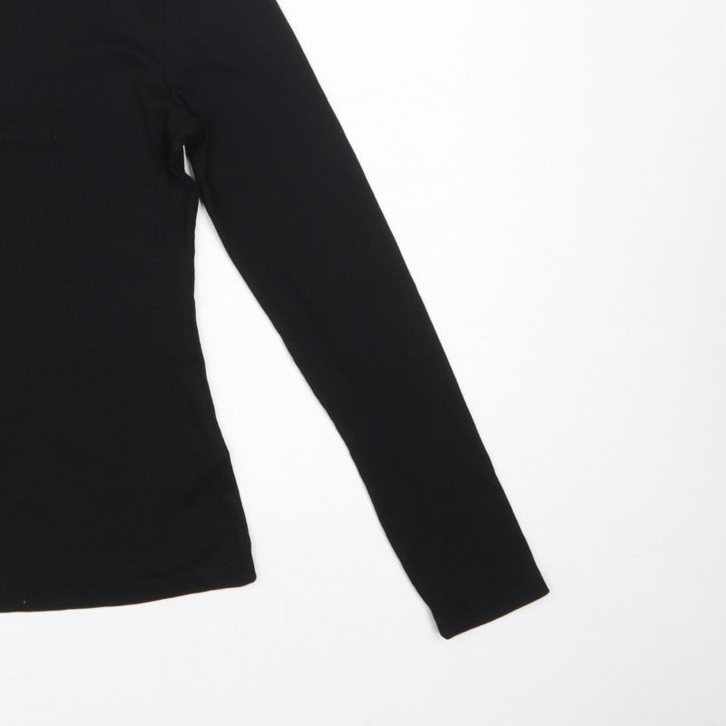 Next Women Black S Roll Neck Long Sleeve Stretch Basic Top