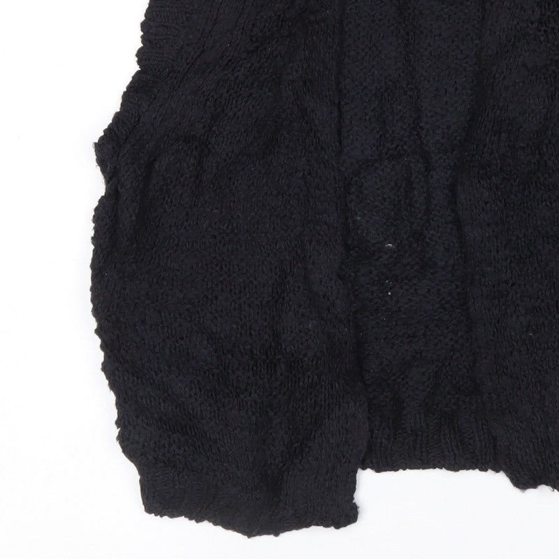 FatFace Women’s Black S Chunky Knit Open Vest Cardigan Sleeveless