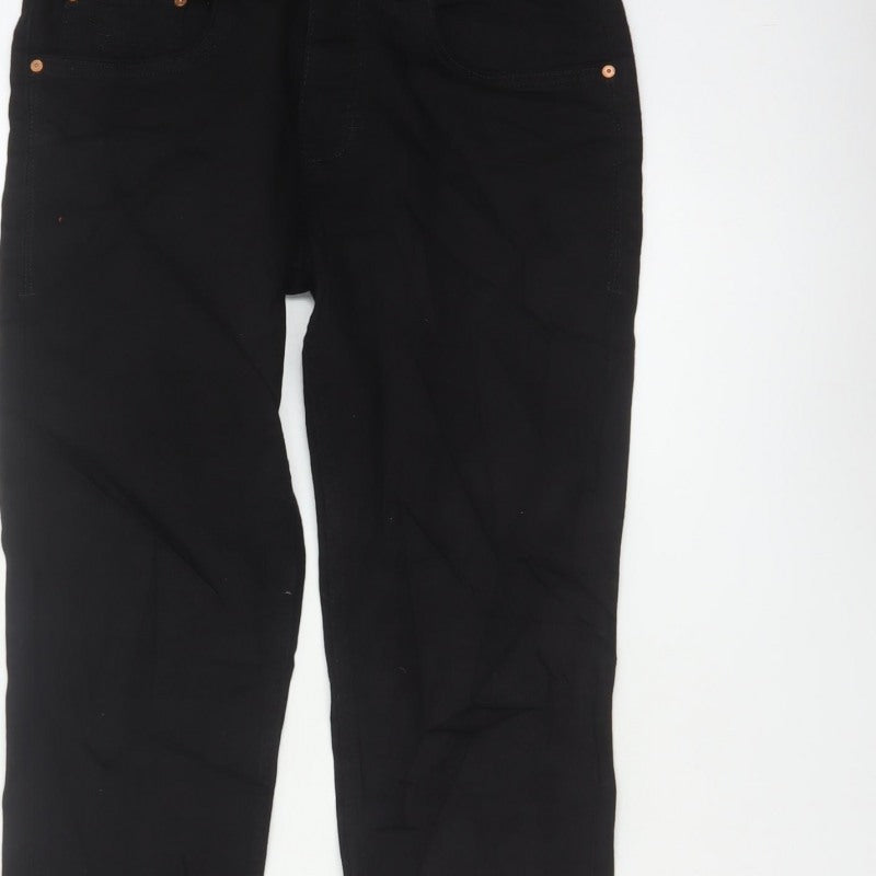 JUNQ Couture Men's Black W30 L32 Slim Fit Denim Jeans 5 Pocket
