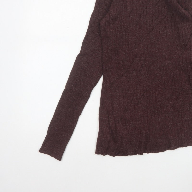 Fat Face Women’s Brown UK 10 Rib Knit Wool Blend Round Neck Jumper