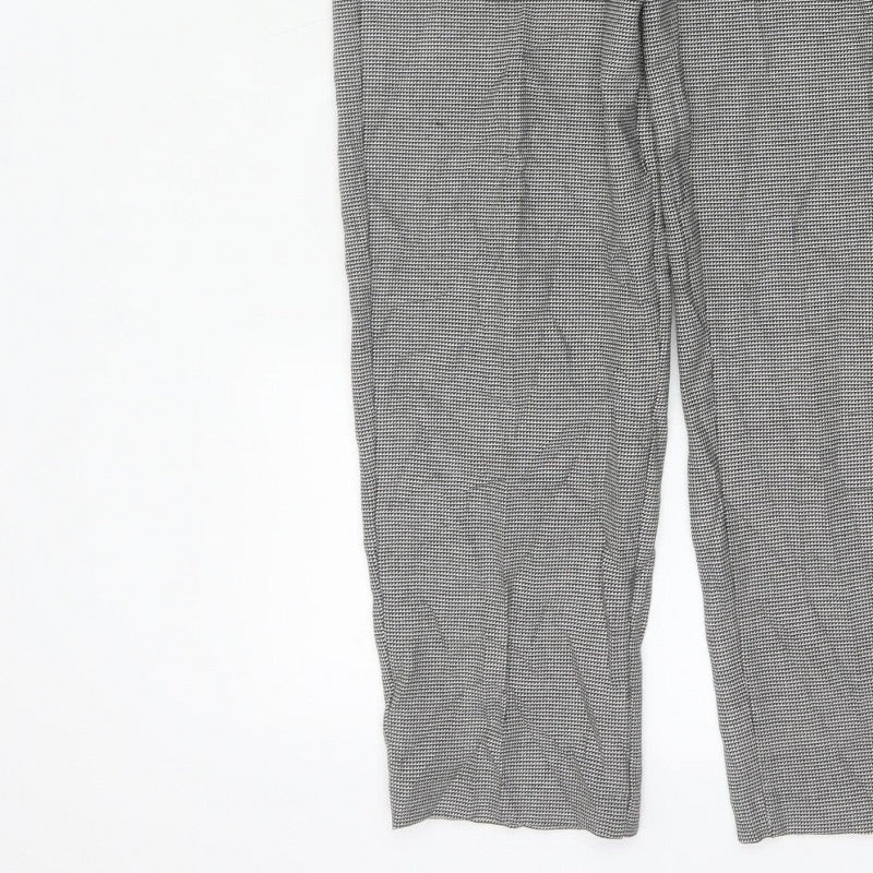 M&S Women’s Grey Check Tapered Trousers UK 8 Regular Workwear