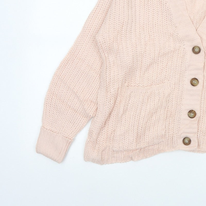 Brave Soul Women’s Pink Size S Chunky Knit V-Neck Cardigan