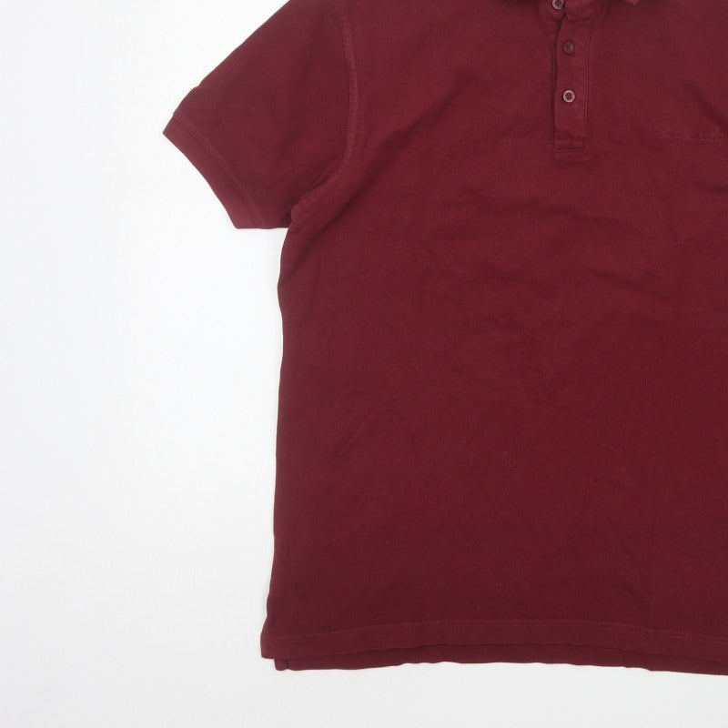 Pierre Cardin Men’s Red L Regular Fit Cotton Short Sleeve Polo