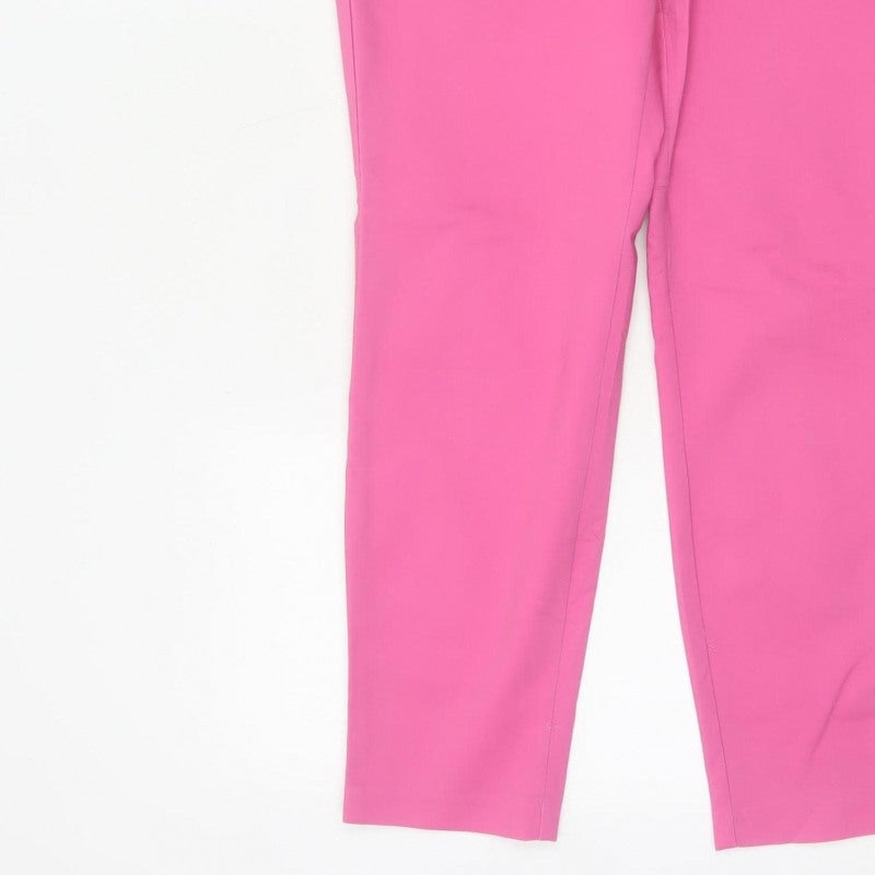 H&M Women Pink UK 12 High Rise Tapered Tailored Trousers